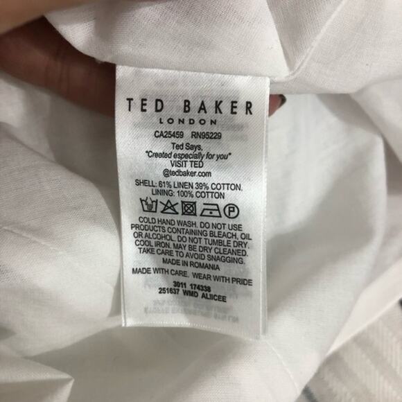 Ted Baker Aliicee Directional Stripe Linen and Cotton Sleeveless Size 6 NWT - Picture 10 of 13